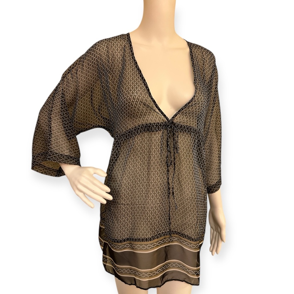 Sheer Black and Tan Swim Cover-Up